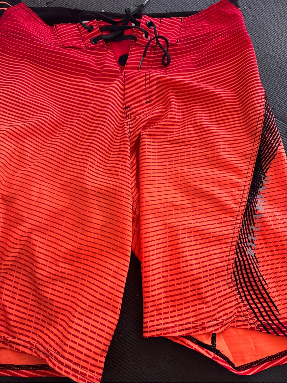 Billabong Orange and Black Striped Boardshorts